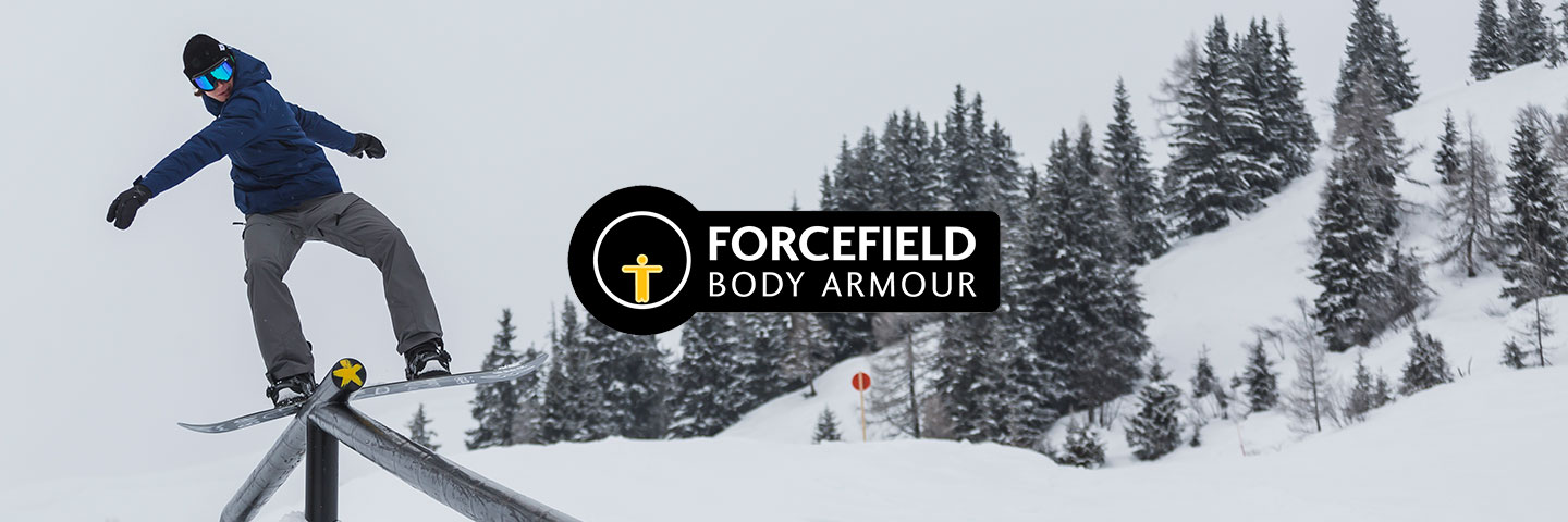 Forcefield logo with trees and park rat in the background
