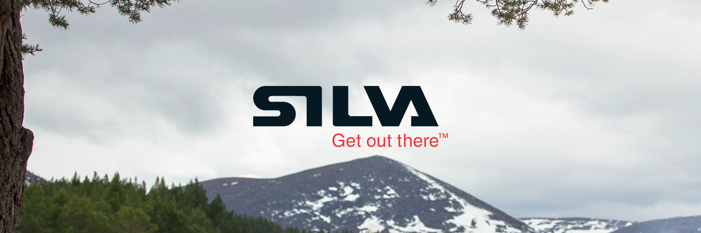 Silva logo with mountain background