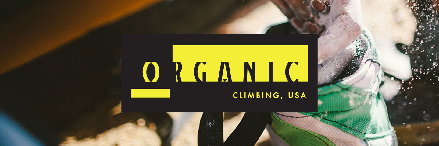 organic climbing logo and chalk bag