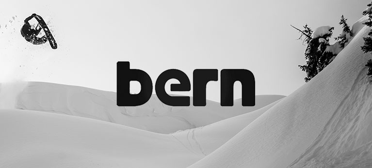 Bern logo with snowboarder in background