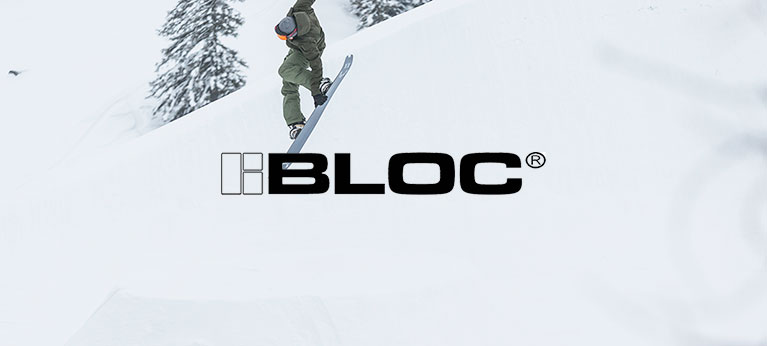 Bloc logo with snowy background