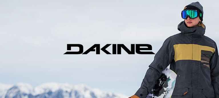 Dakine logo with snowboarder to one side