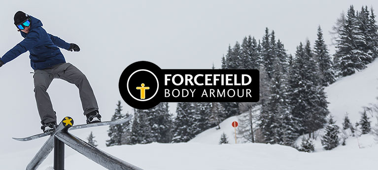 Forcefield logo with trees and park rat in the background