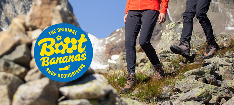 Boot Bananas logo with two hikers in the background