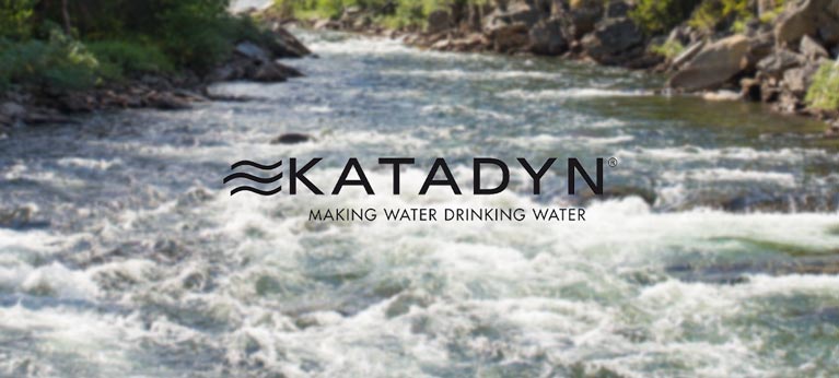 Katadyn logo in front of a river