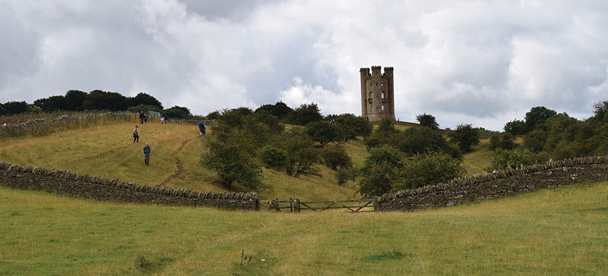 Landscape view of Broadway Tower in the Cotswolds
