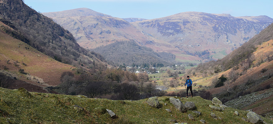 Hiking towards Greenup Edge from the Borrowdale Valley
