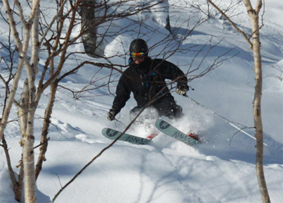 a man skiing in Japan