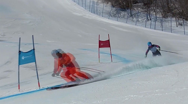 Millie Knight skiing fast