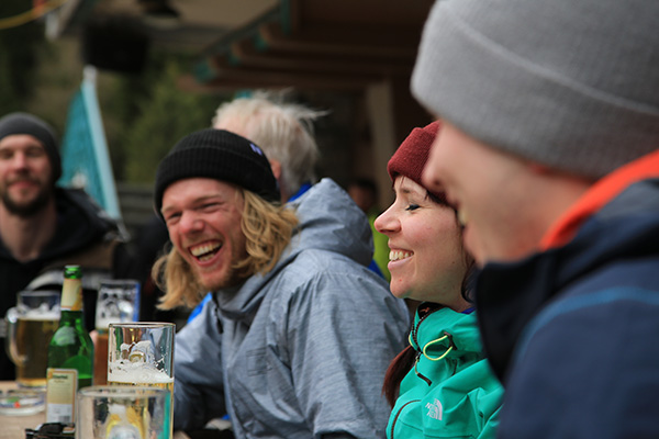 Apres skiing in a mountain resort