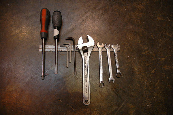 Tools on a knife rack