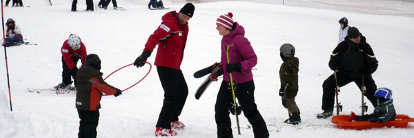 A ski instructor and student