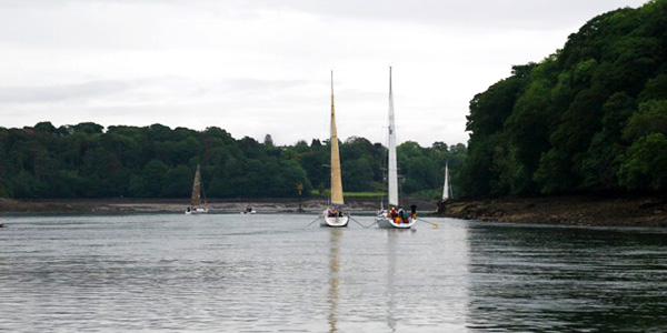 Rowing yachts Becalmed on Menai