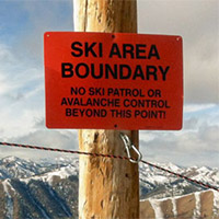 a ski boundary area sign