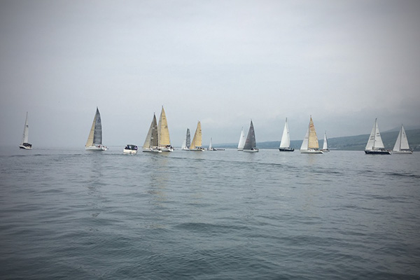 slow motion yacht race out of Barmouth Harbour